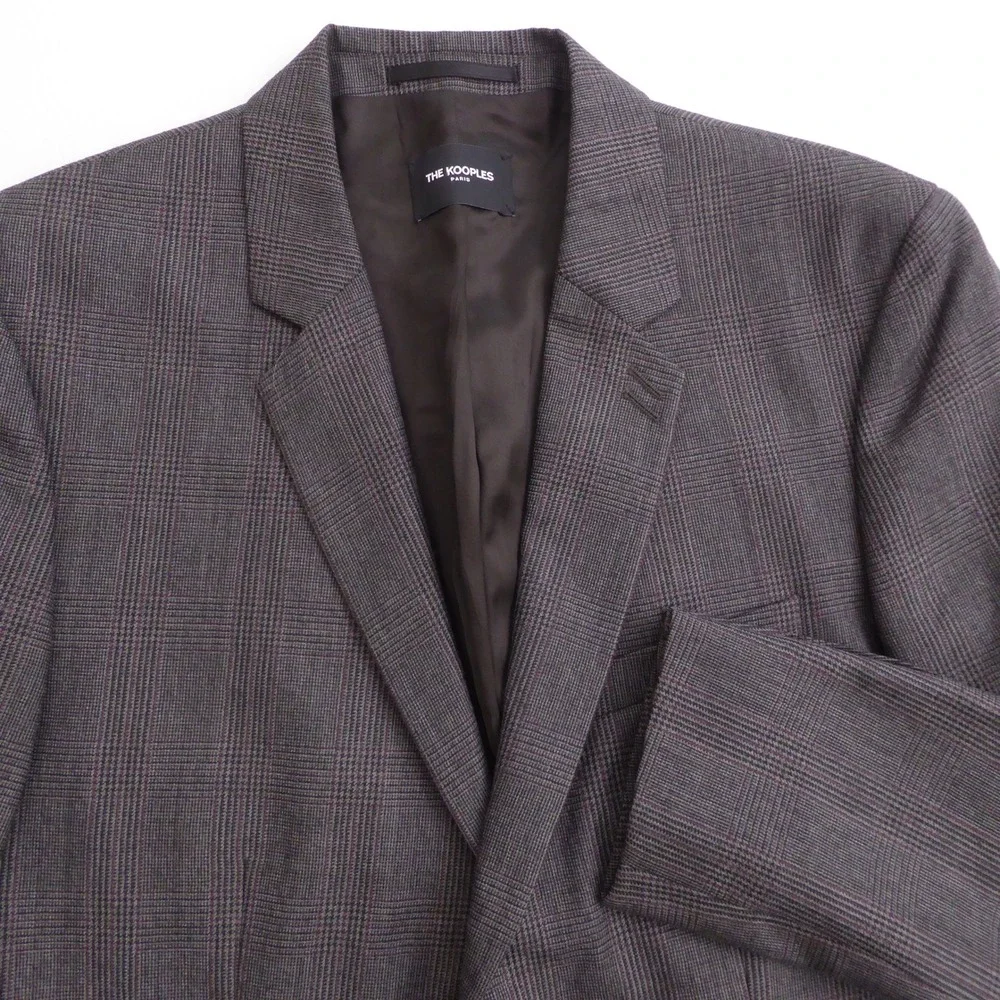 The Kooples Mens Groovy Suit Blazer Gray Plaid Slim Fit Wool 38 US / 48 Italian